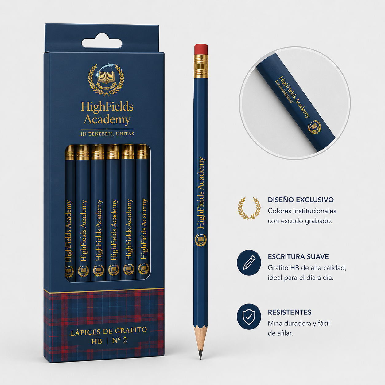 Lápices HB Nº2 HighFields Academy – Pack de 6 | Diseño Premium